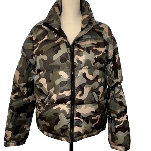 Ci Sona Camouflage Quilted Puffer Jacket M - Picture 2 of 10